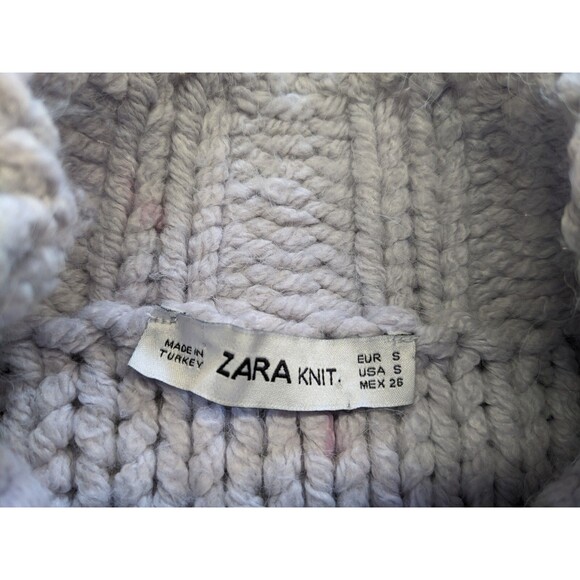 ZARA Chunky Sweater Small Classic Knit Mock Neck Turtleneck Pullover Cozy Thick - Picture 5 of 11